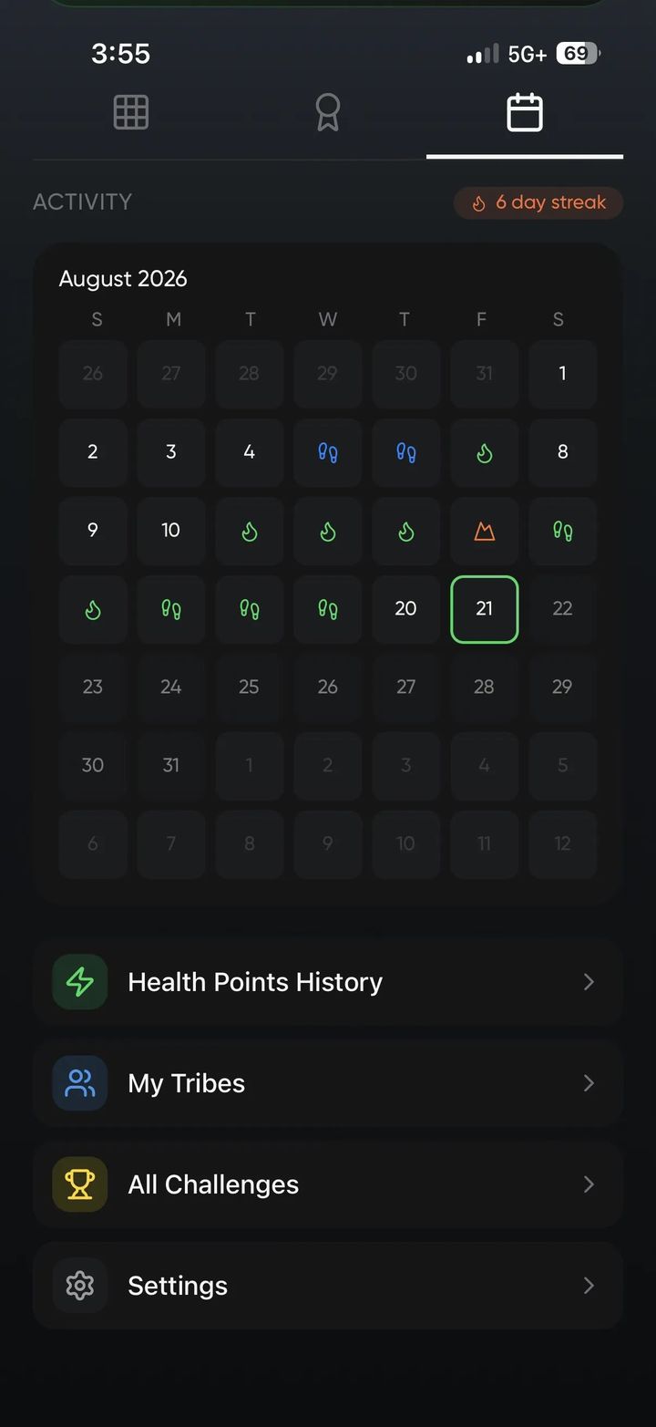 Sweats workout tribes app screen showing joined fitness tribes and nearby tribes to discover